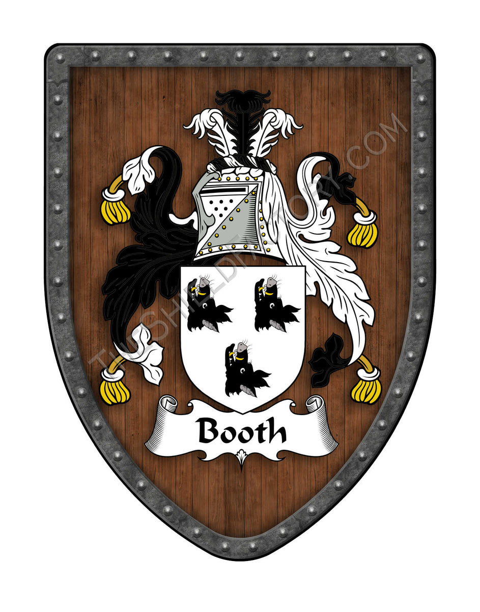 Booth family crest and meaning of the coat of arms for the surname Booth,  Booth name origin