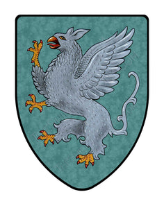 Griffin on Teal Medieval Shield