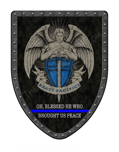 Beati Pacifici Thin Blue Line Law Enforcement Shield