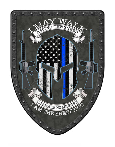 Thin Blue Line Spartan I May Walk Shield