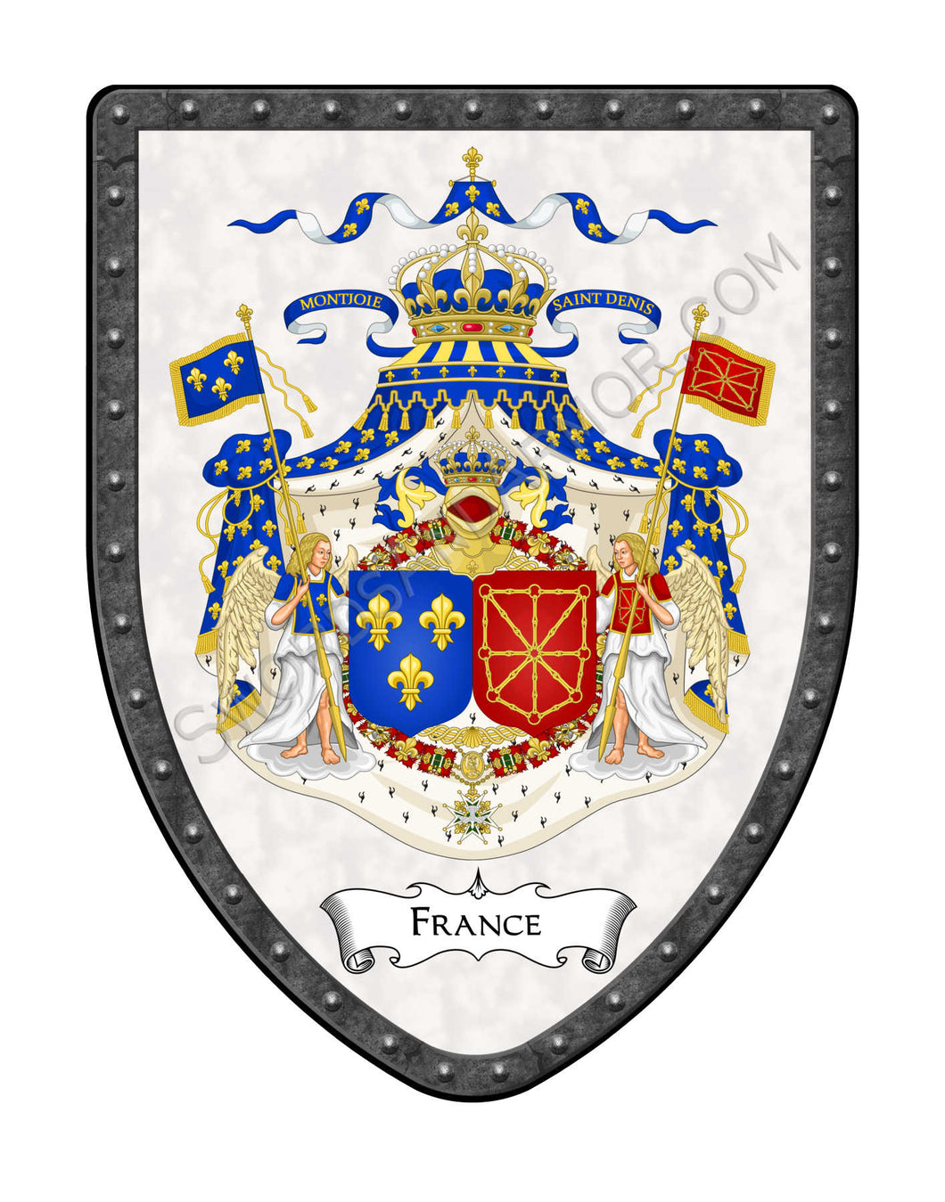 France Coat of Arms Shield - White