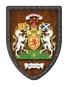 Scotland Country Coat of Arms of Wood Background