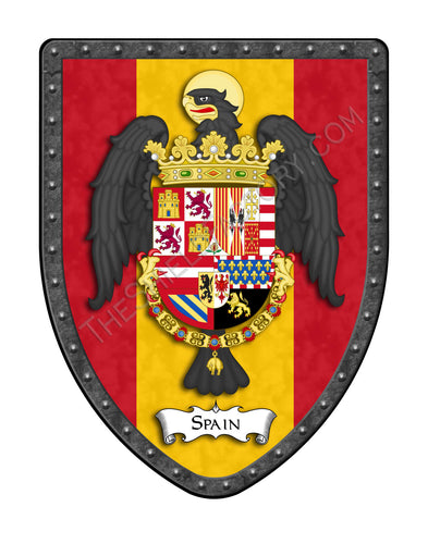 Spain Coat of Arms on Flag Shield